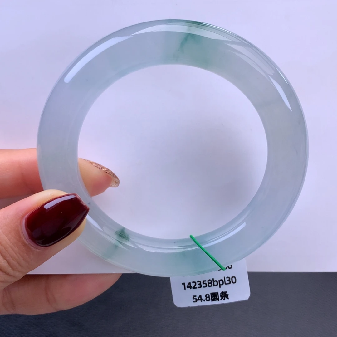 翡翠未镶嵌手镯冰胶飘花圆条手镯