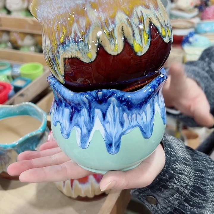 有孔.凑满10元发货多肉陶瓷花盆！