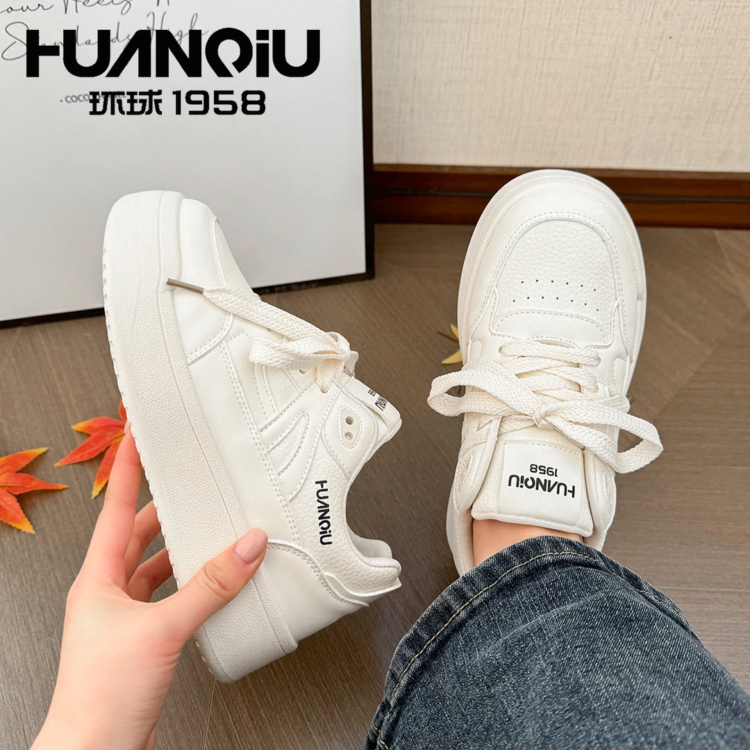 HUANQIU/环球休闲女鞋韩版时尚百搭通勤学生板鞋2025新款低帮潮流