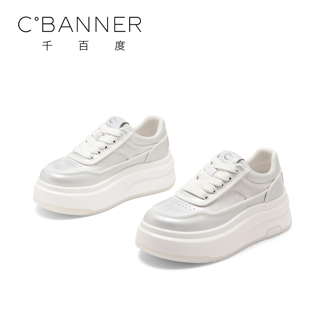 C.BANNER/千百度擦色百搭休闲鞋2025年新款女时尚运动厚底休闲鞋
