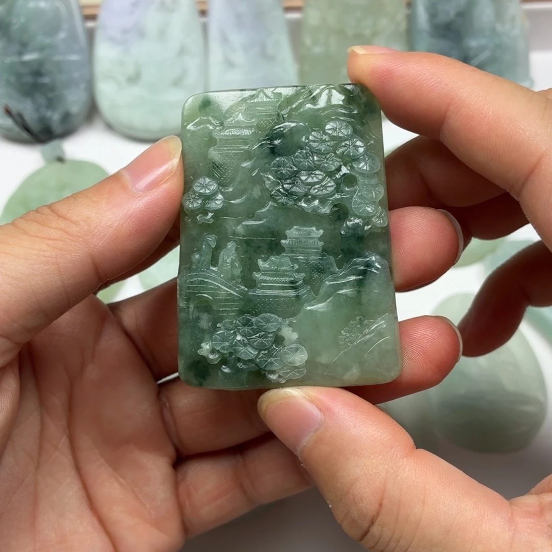 未镶嵌定制翡翠山水牌
