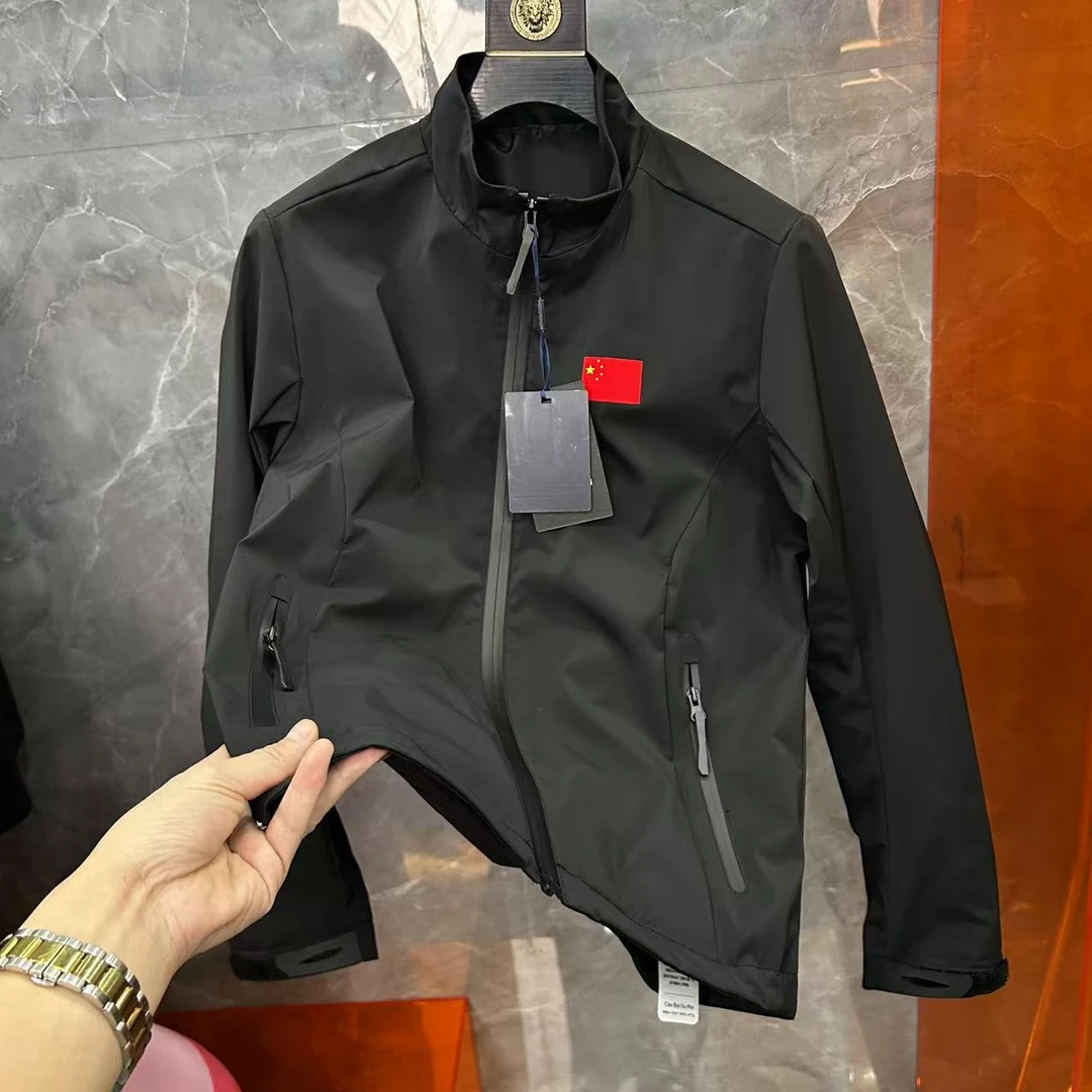 修身型纯色常规款拼接夹克男款男式软壳冲锋衣运动春秋款-88971