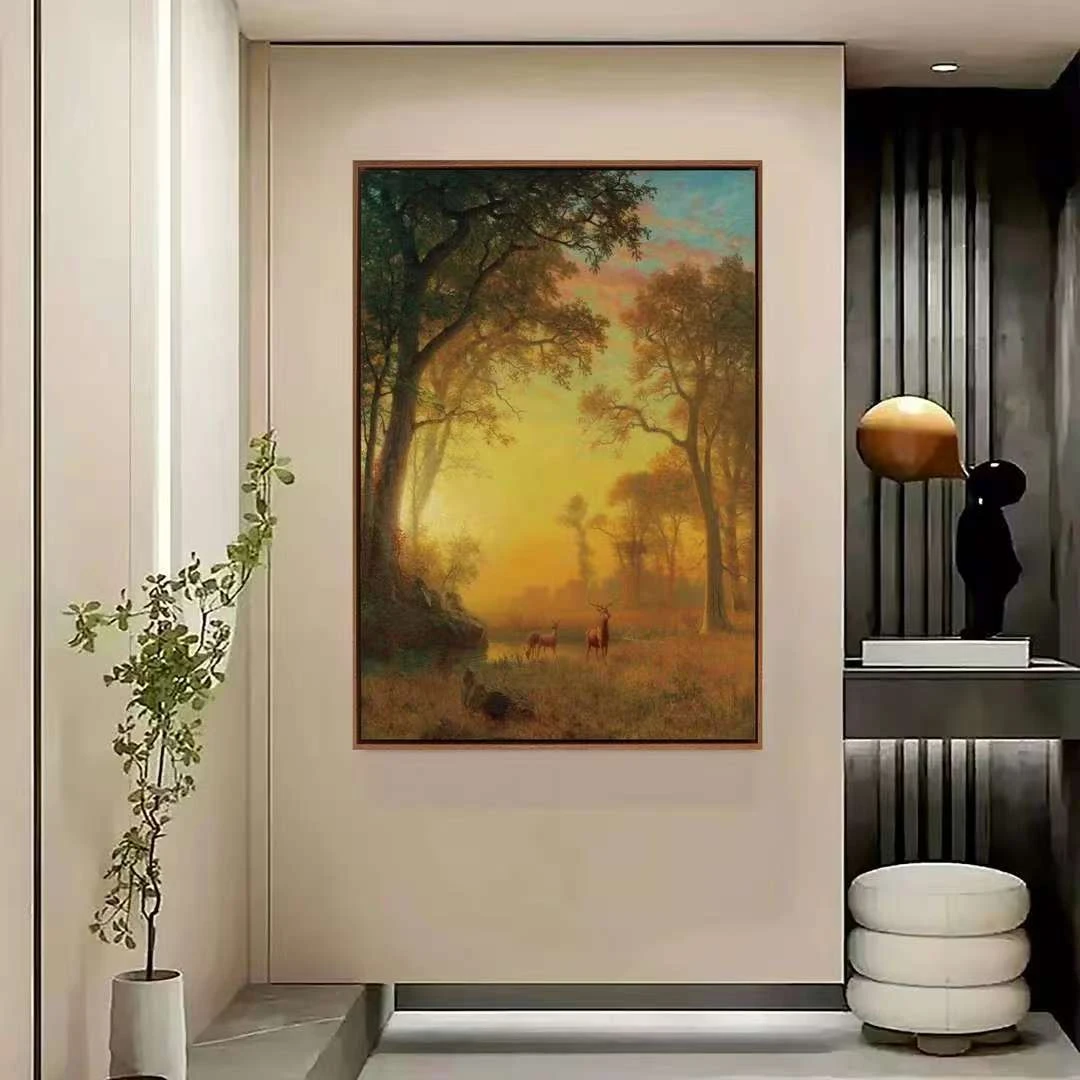 比尔史伯特《金色鹿鸣》世界名画 走廊沙发背景挂画