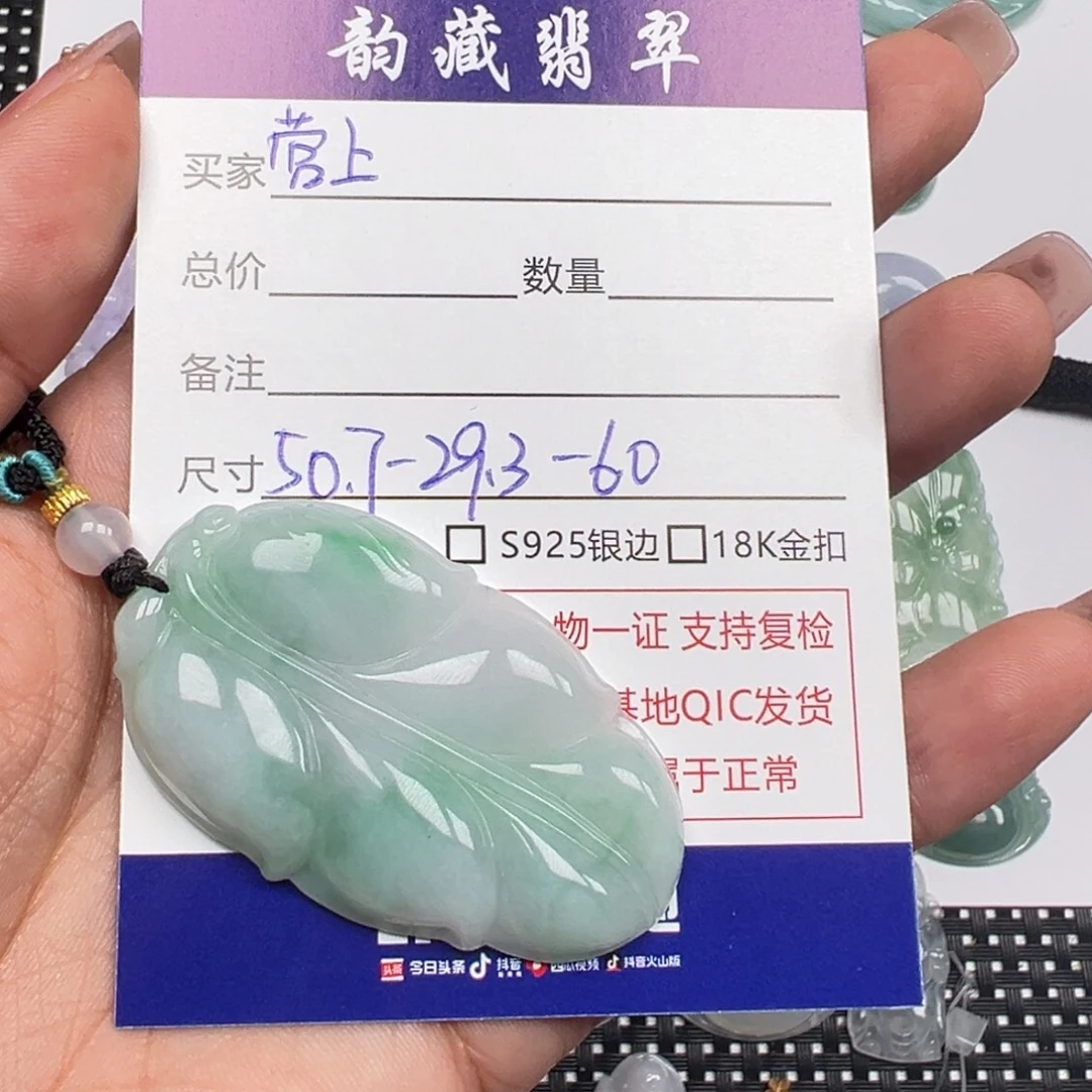 营***店翡翠未镶嵌颈饰叶子