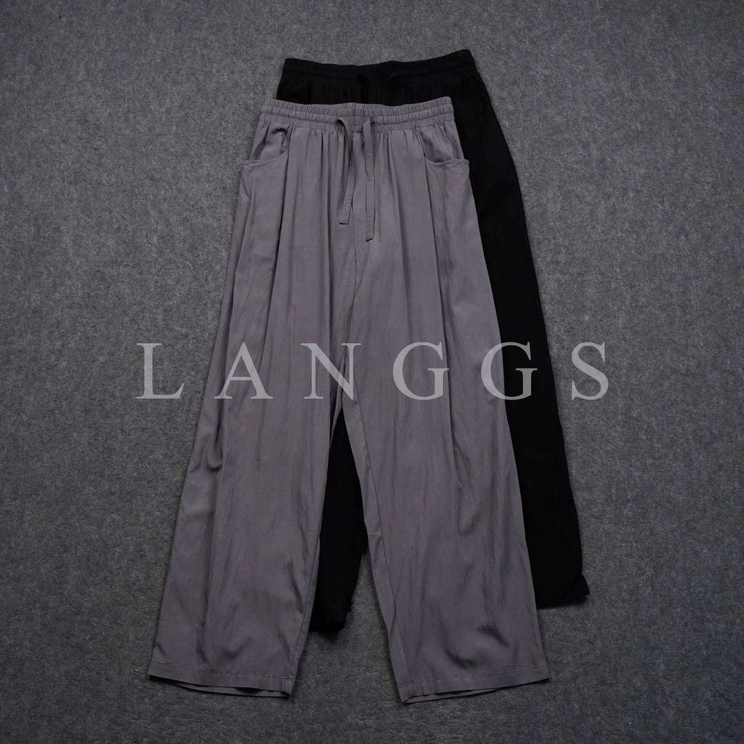 LANGGS&浪叔 25夏季人棉混纺冰凉感休闲直筒裤-KM23021