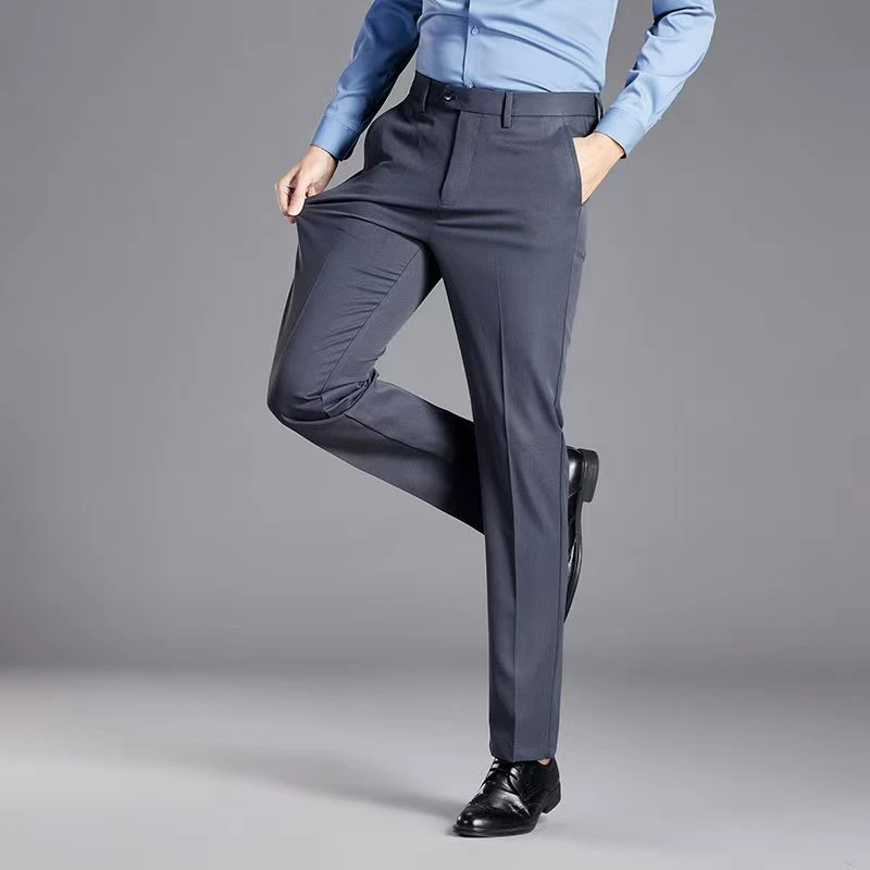 8866男士夏季含桑蚕丝商务西裤凉感透气直筒