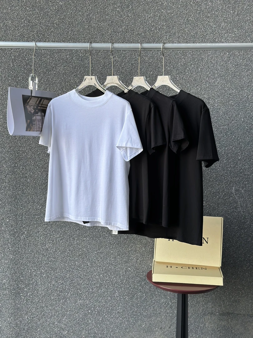 H.Chen-T恤圆领短袖休闲宽松夏季简约纯色百搭速干舒适