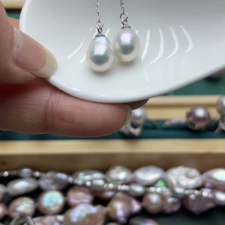 淡水珍珠耳饰银S925镶嵌