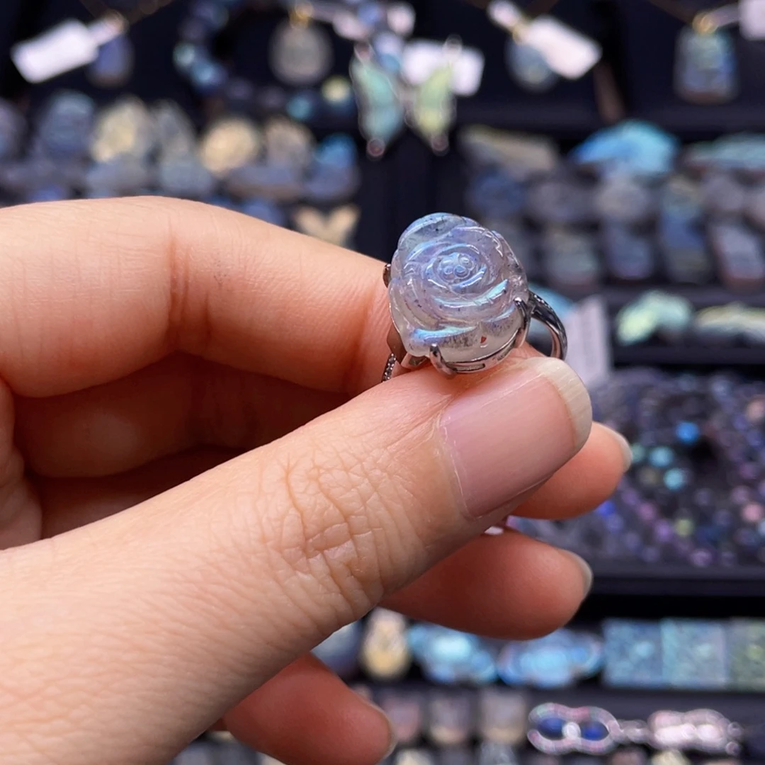 拉长石戒指银S925镶嵌?*戒指