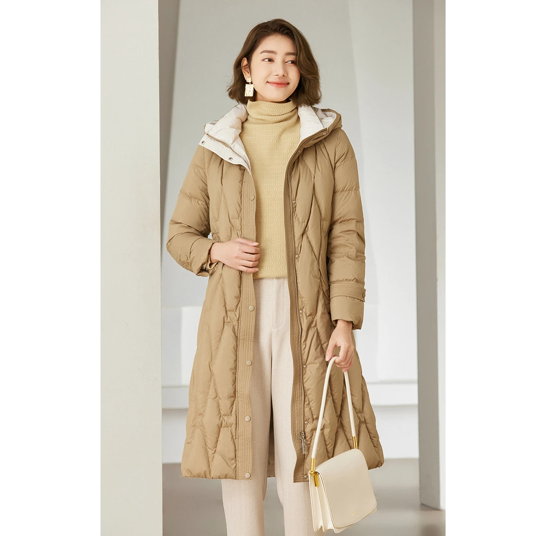 【冬款首降】Gowani乔万尼收腰羽绒服过膝系带修身EM4T660407