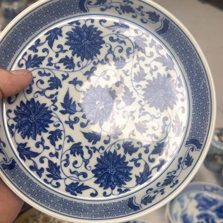 瓷片白青花缠枝莲大壶承