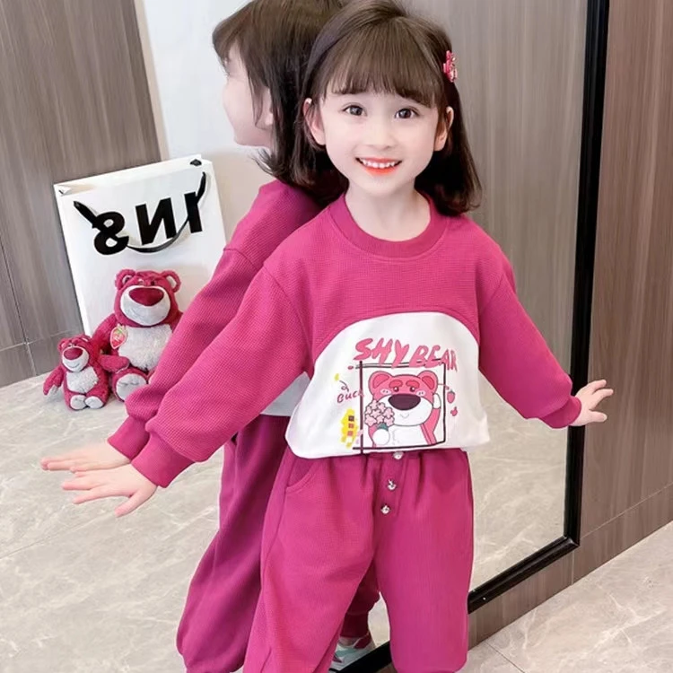 【早秋上新福利款】女童春秋装草莓熊套装休闲两件套SJ-J-C618