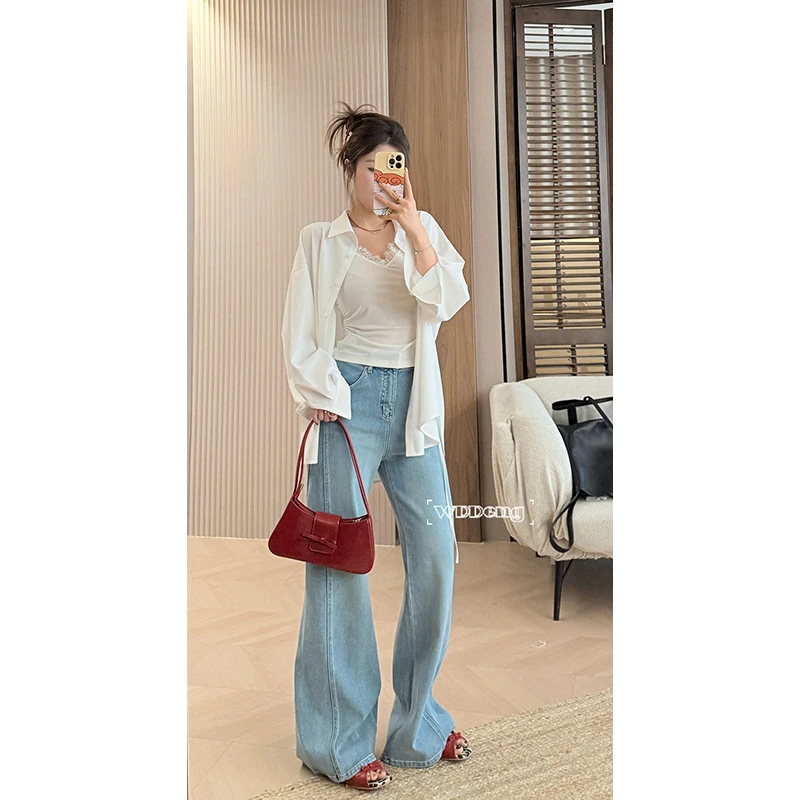 现货款王等等【男友风衬衫】天丝百搭吊带长袖衬衫两件套U225C04578