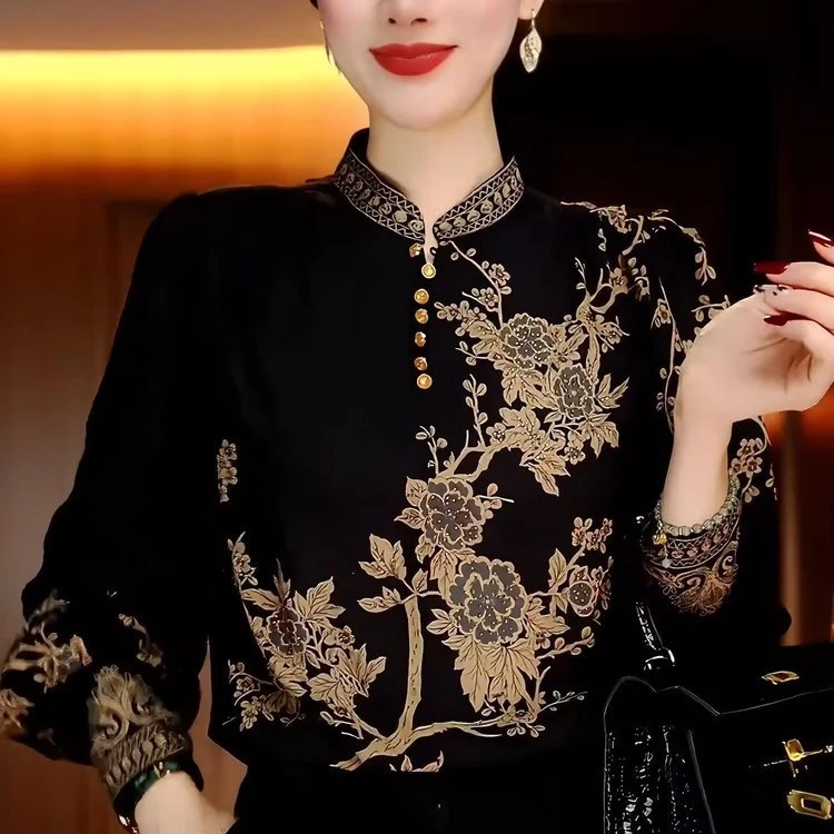 新款春秋季小衫时尚古典贵妇感遮肉时尚减龄上衣