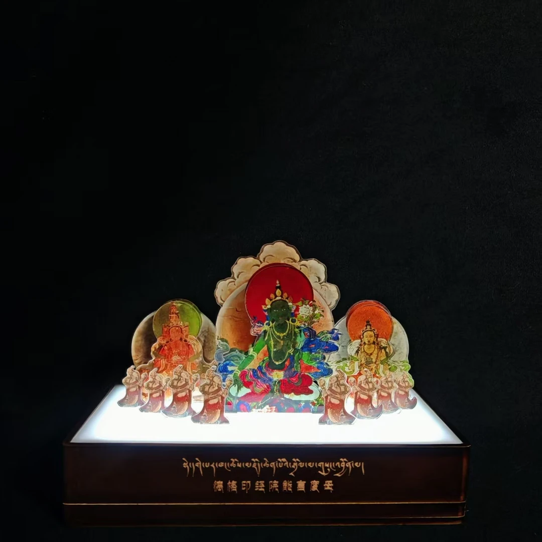 绿度母菩萨唐卡佛画像藏传主尊圣中堂摆台摆件