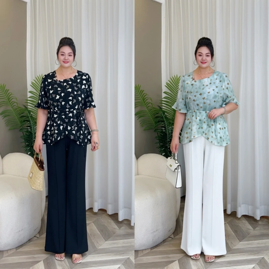 【上新仅上衣】梅姐新款夏时尚显瘦气质设计感大码上衣MJ9394