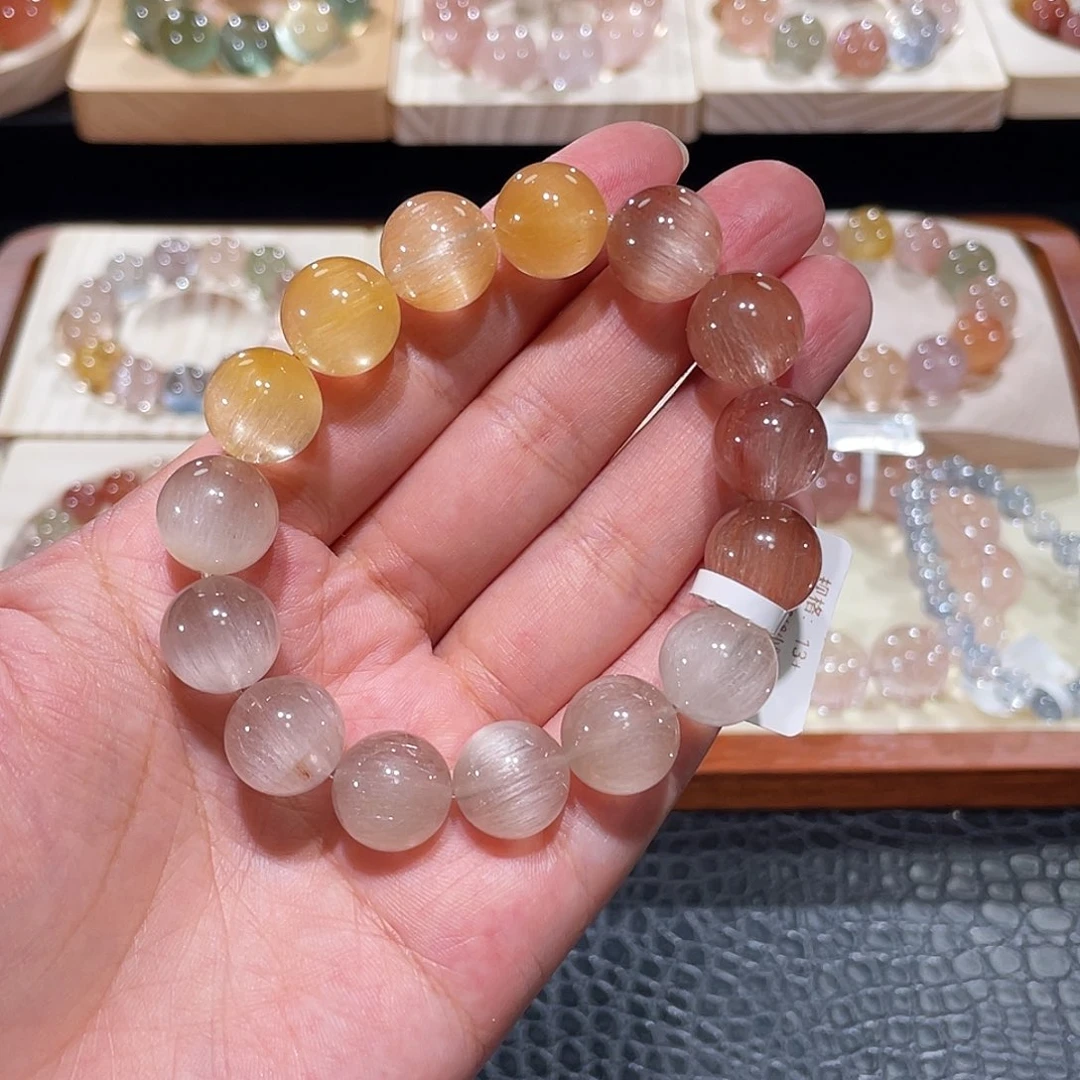 水晶手链未镶嵌兔毛手链，晶体通透