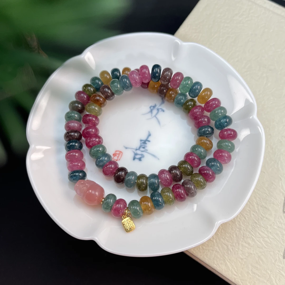 彩碧算盘珠貔貅双圈（5×8mm）颜色多样性发货单圈