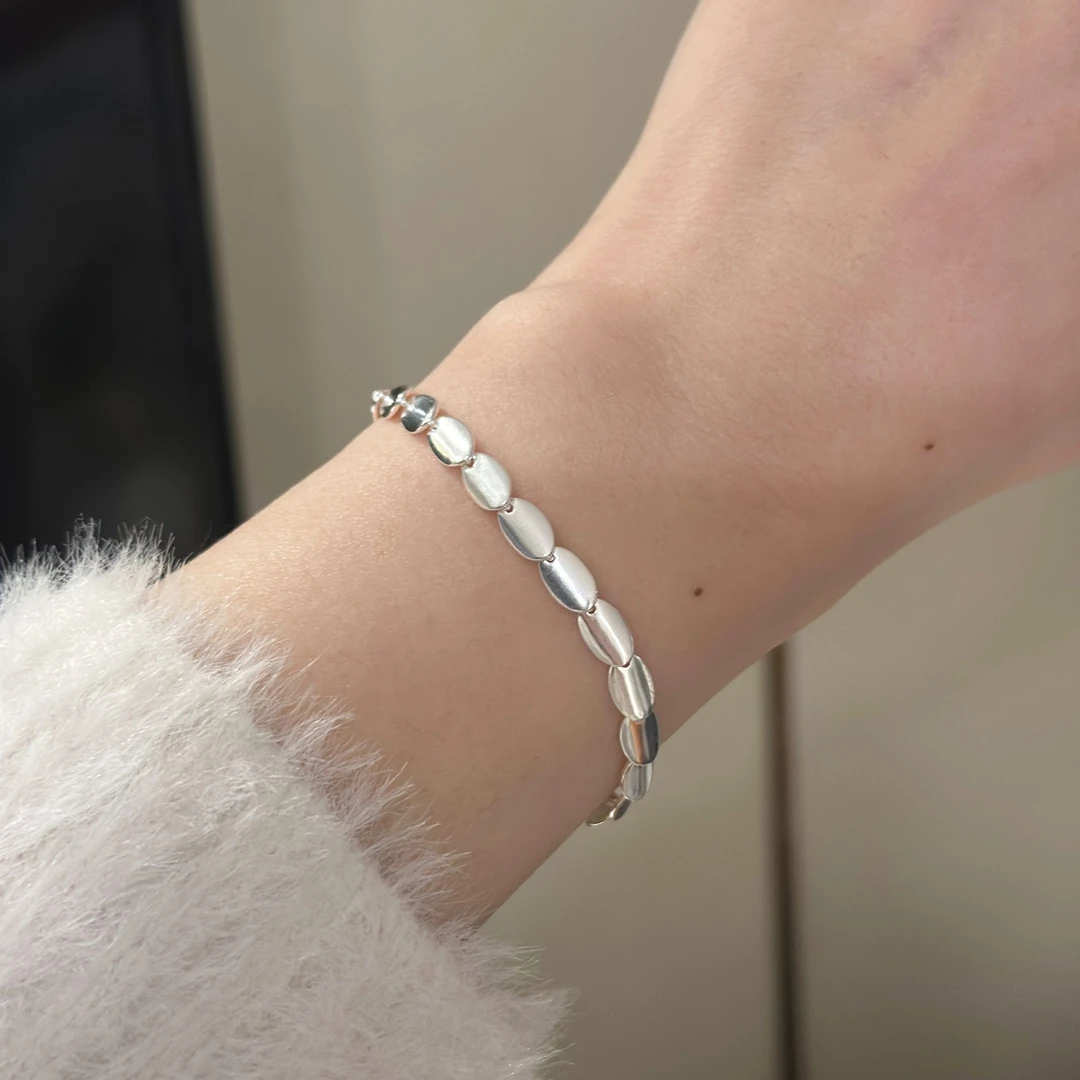 925银手链 韩版磨砂哑光鱼鳞手链抽拉可调节小众设计款7062