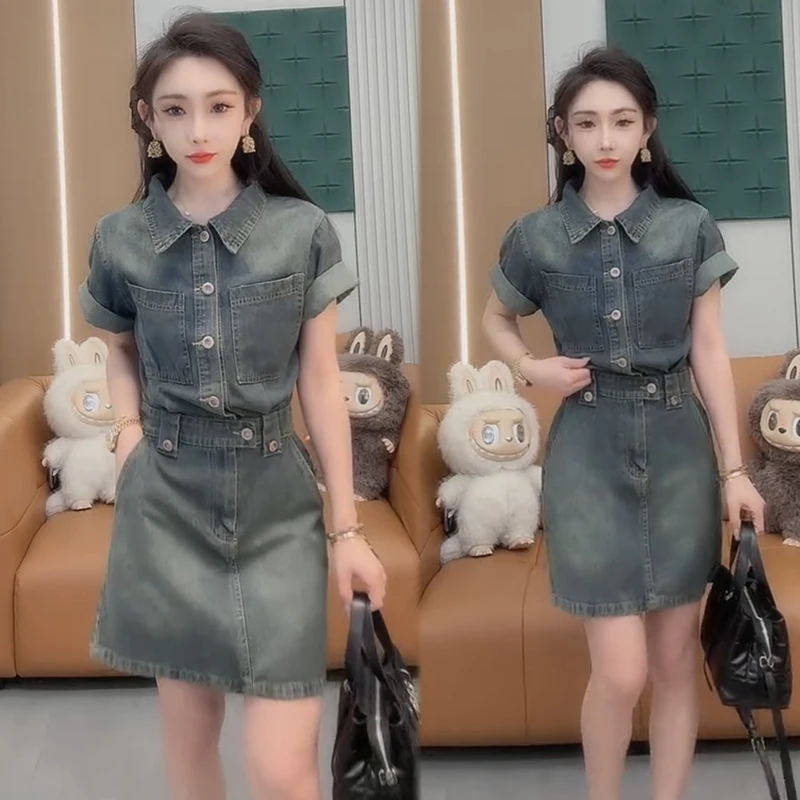 2025春夏季新款时尚显瘦气质网红高档女百搭宽松大码牛仔连衣裙潮