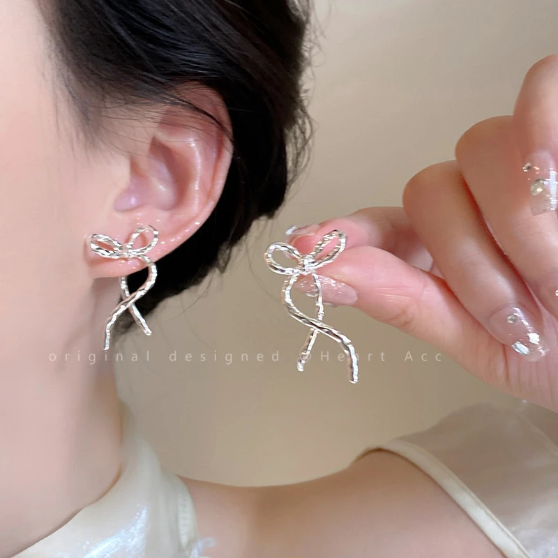 钛钢耳饰 【A126】丝带蝴蝶结耳钉轻奢感独特气质甜美时尚百搭