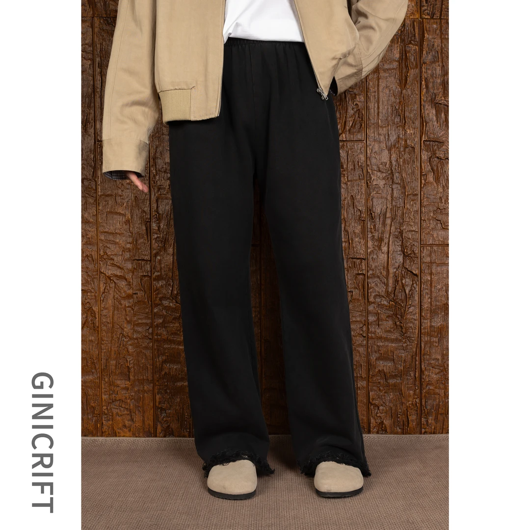 GeneCraft「巴风」四季款磨烂裤做旧百搭复古阔腿宽松裤子男