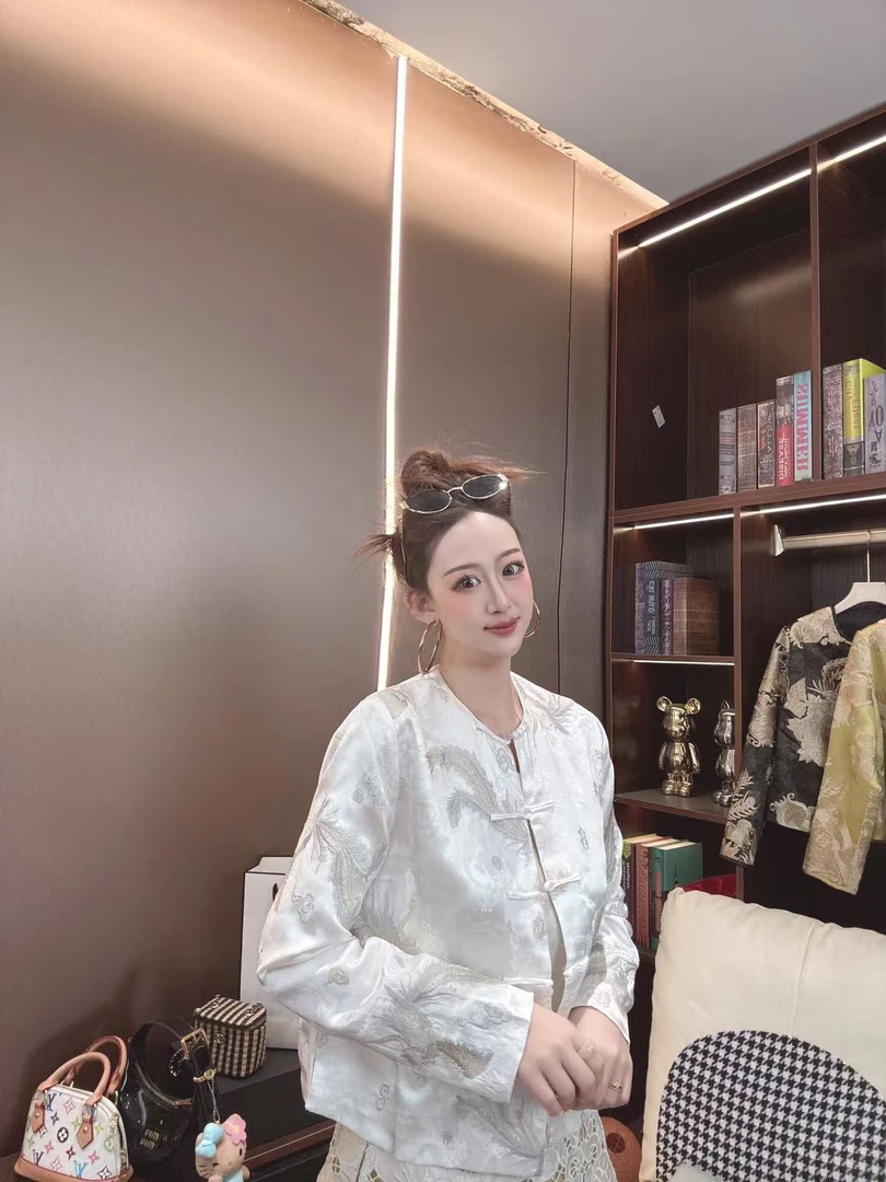 “凤羽”沐木原创秋款国风重工刺绣显瘦气质款醋酸外套16208-5