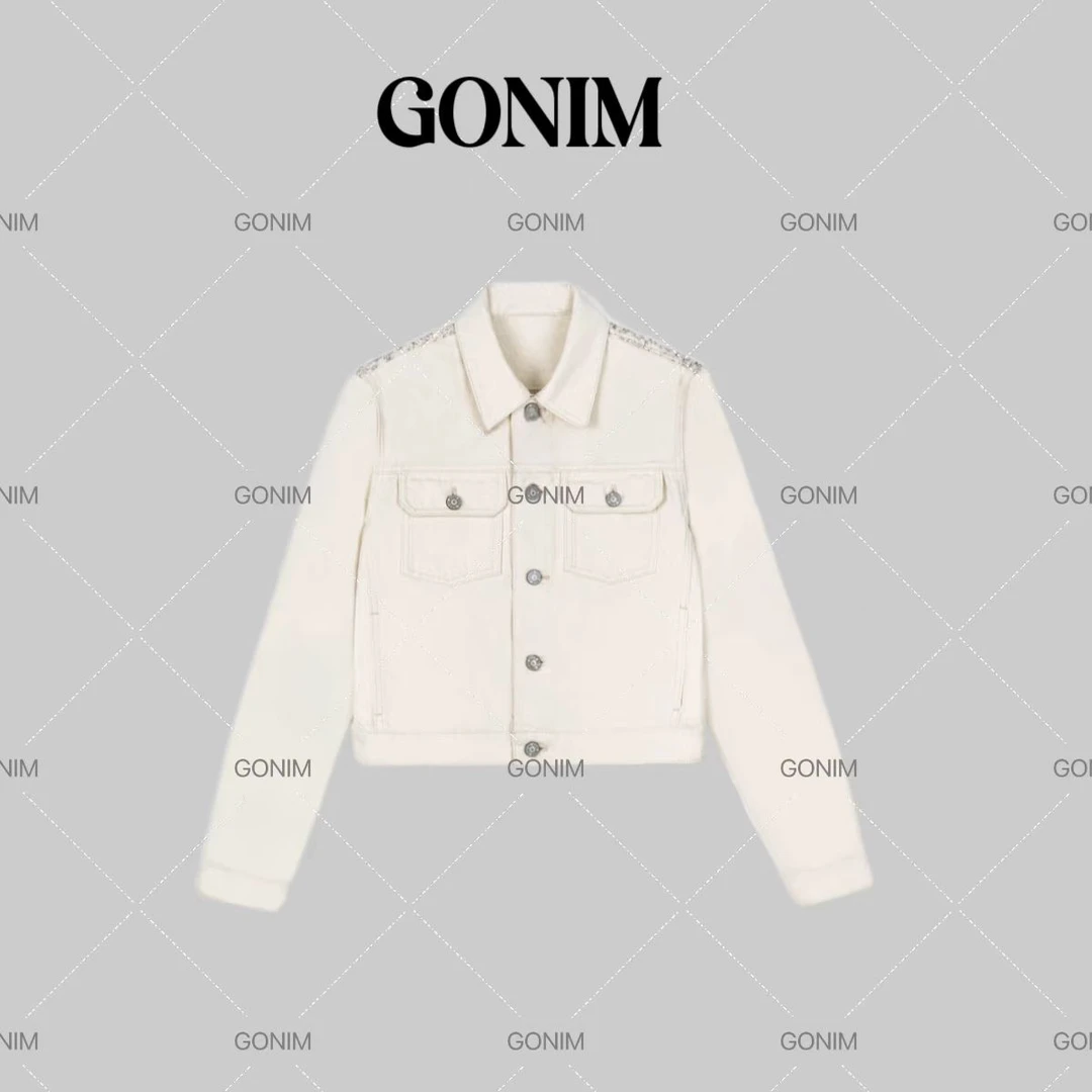 Gonim· "牛仔‘’2025新纯色休闲单排扣长袖多扣刺绣夹克牛仔外套