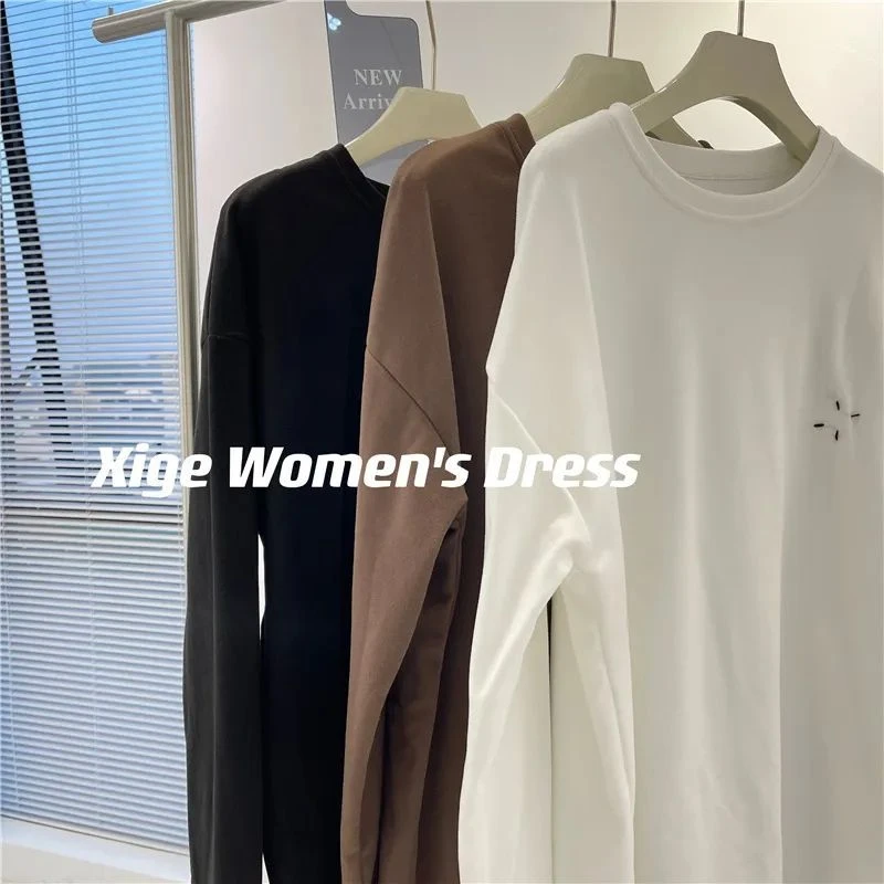 双面德绒保暖打底衫女秋冬季新款刺绣宽松显瘦磨毛洋气内搭上衣潮