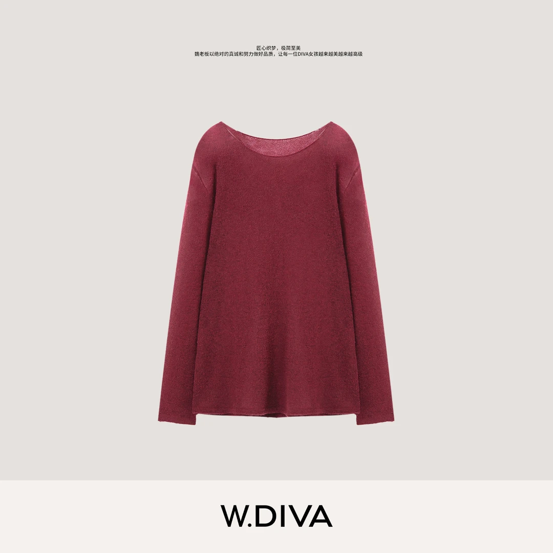 W.Diva【日常序章】桑蚕丝羊毛羊绒毛衣蝉翼感慵懒风松弛53Z202990
