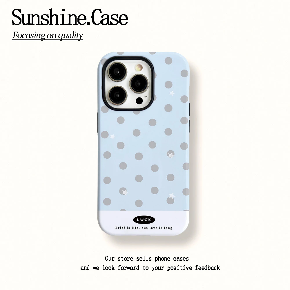 菲林二合一适用苹果华为vivo小米oppo手机壳灰色波点16PRO/15