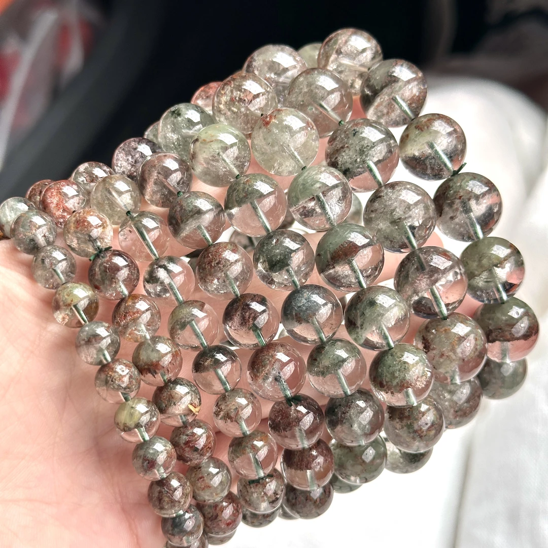 Y132 天然高货【聚宝盆】绿幽灵手串 多样性发其一