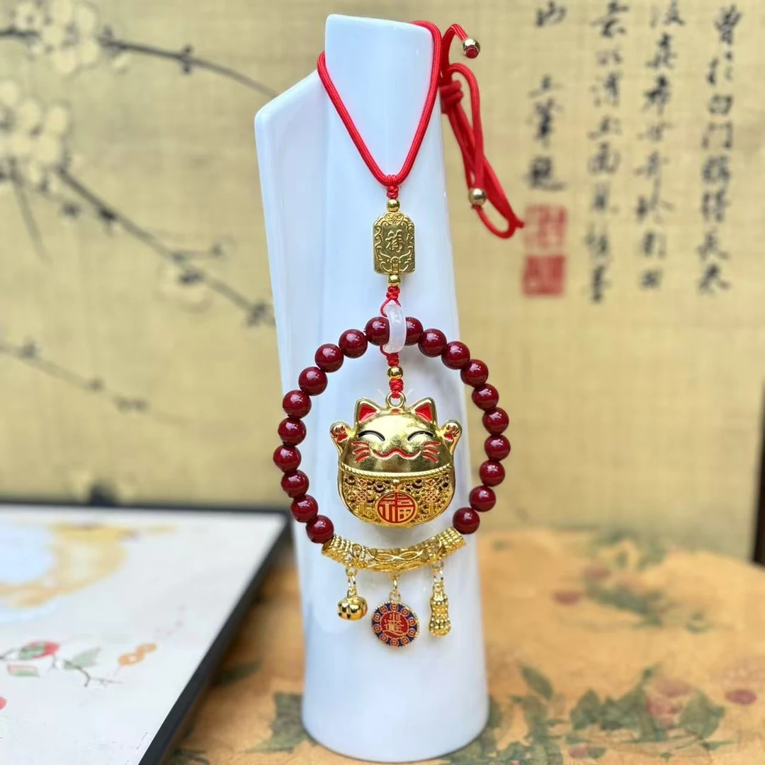 含辰砂工艺品含辰砂工艺品DG-1278-朱砂招财猫挂件