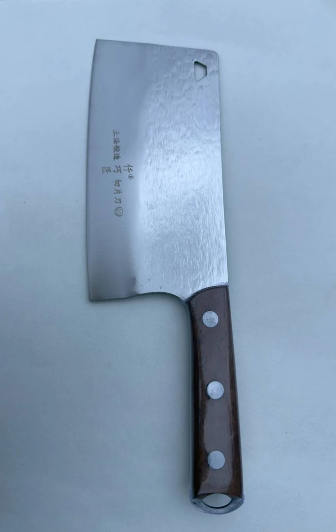 仟巧匠轨道钢土法手工锻打7.5两原纹精抛亮面厨师切片刀菜刀刀具