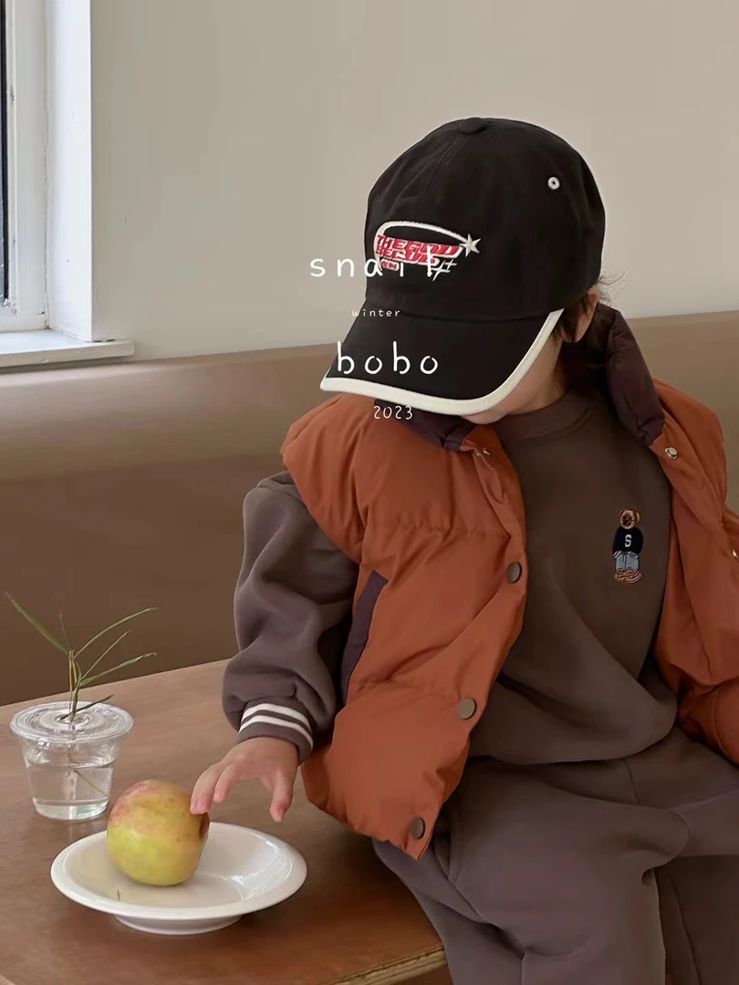 【蜗】黄/橘色 拼色羽绒马甲 3706