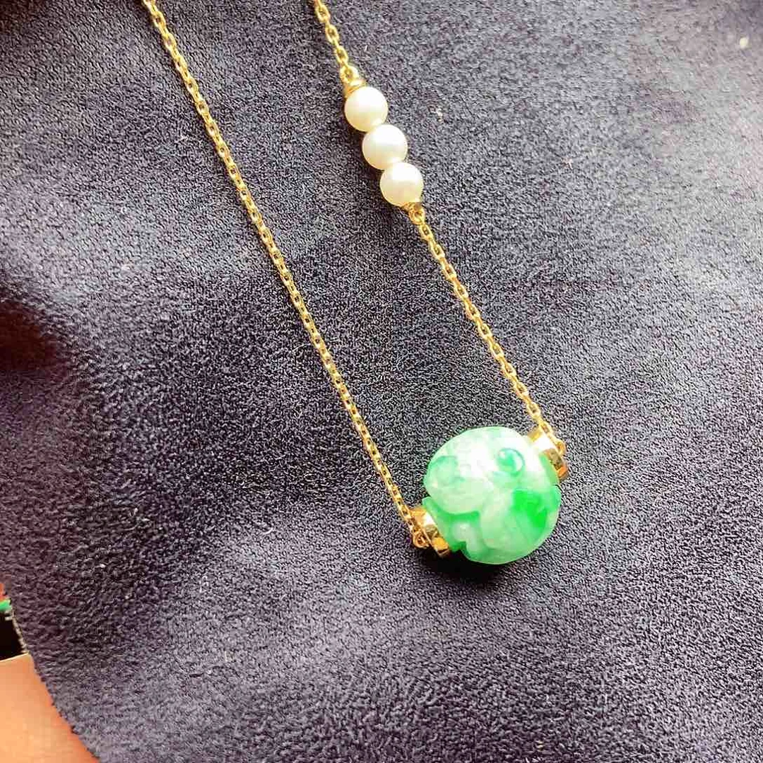 翡翠颈饰18K金镶嵌上新