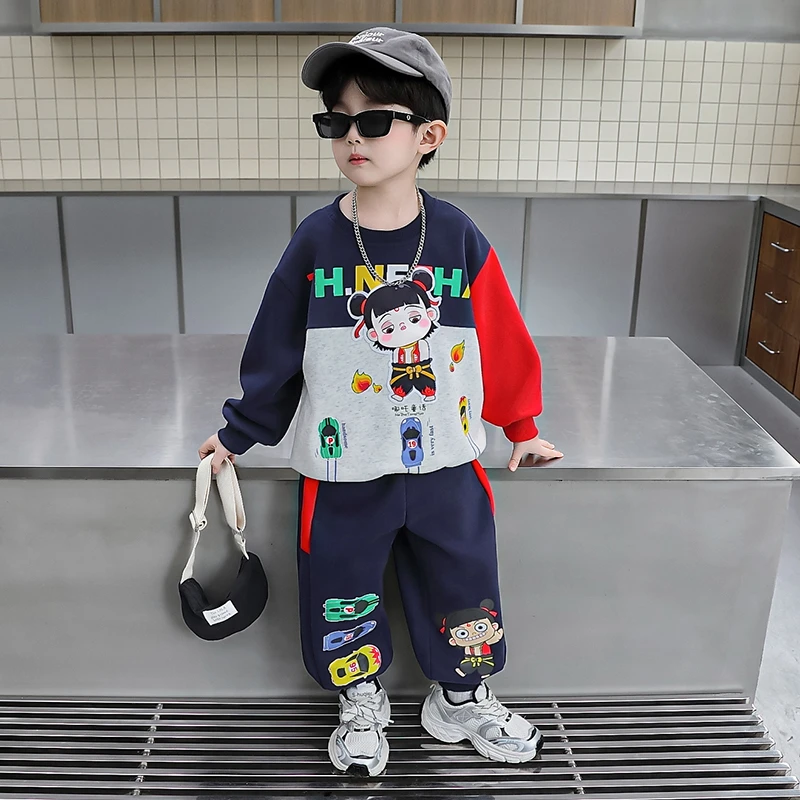 哪吒儿童服装男童2025新款秋装长袖卫衣套装春秋男孩帅气时髦衣服