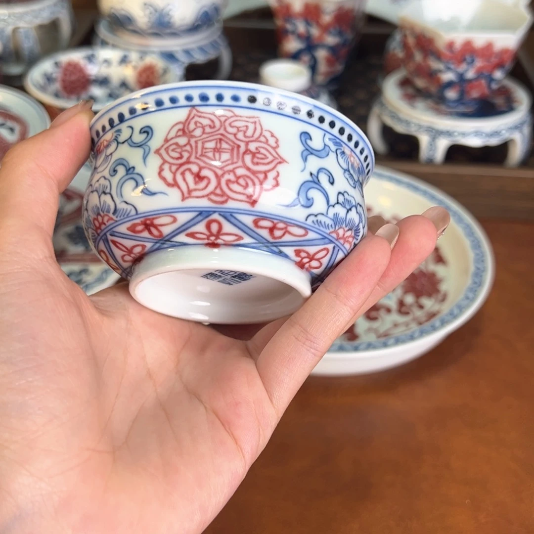 摆件景德镇手工手绘陶瓷茶器百宝箱