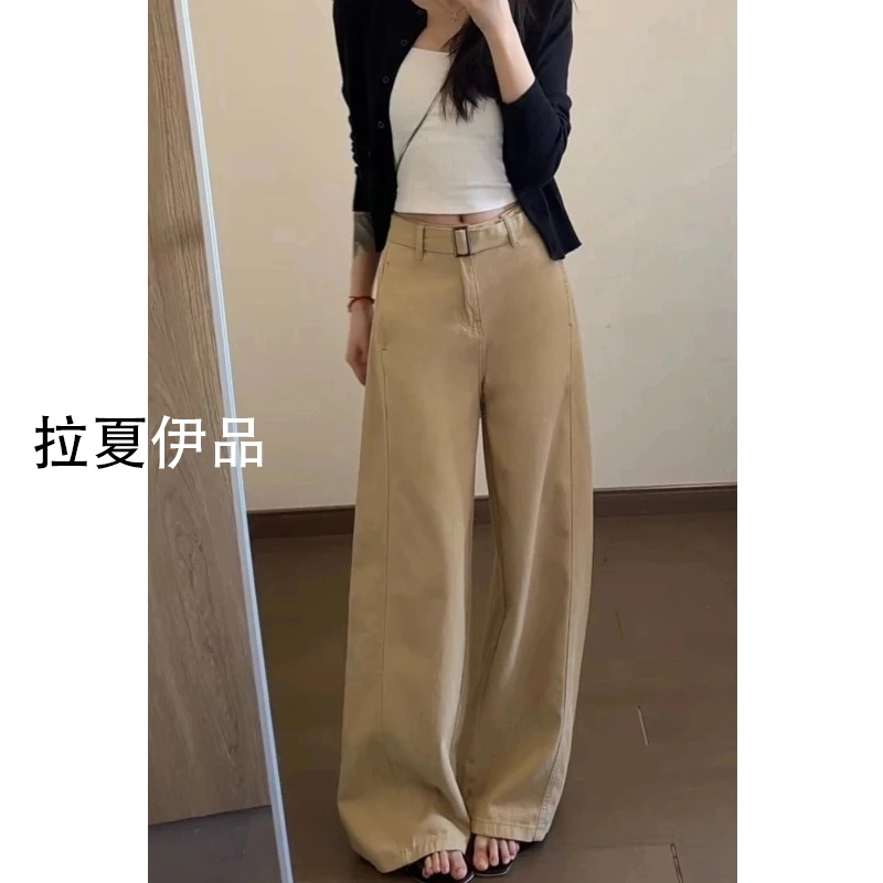 大码胖mm定制2025秋季新款高腰牛仔裤女宽松显瘦休闲阔腿裤配腰带