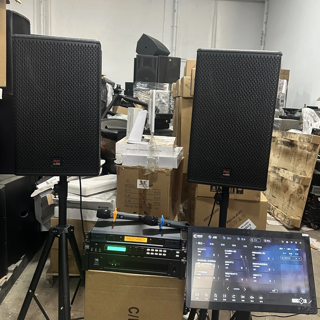 未拆封  12寸西班牙RD专业音响设备7件套➕点歌机，包邮