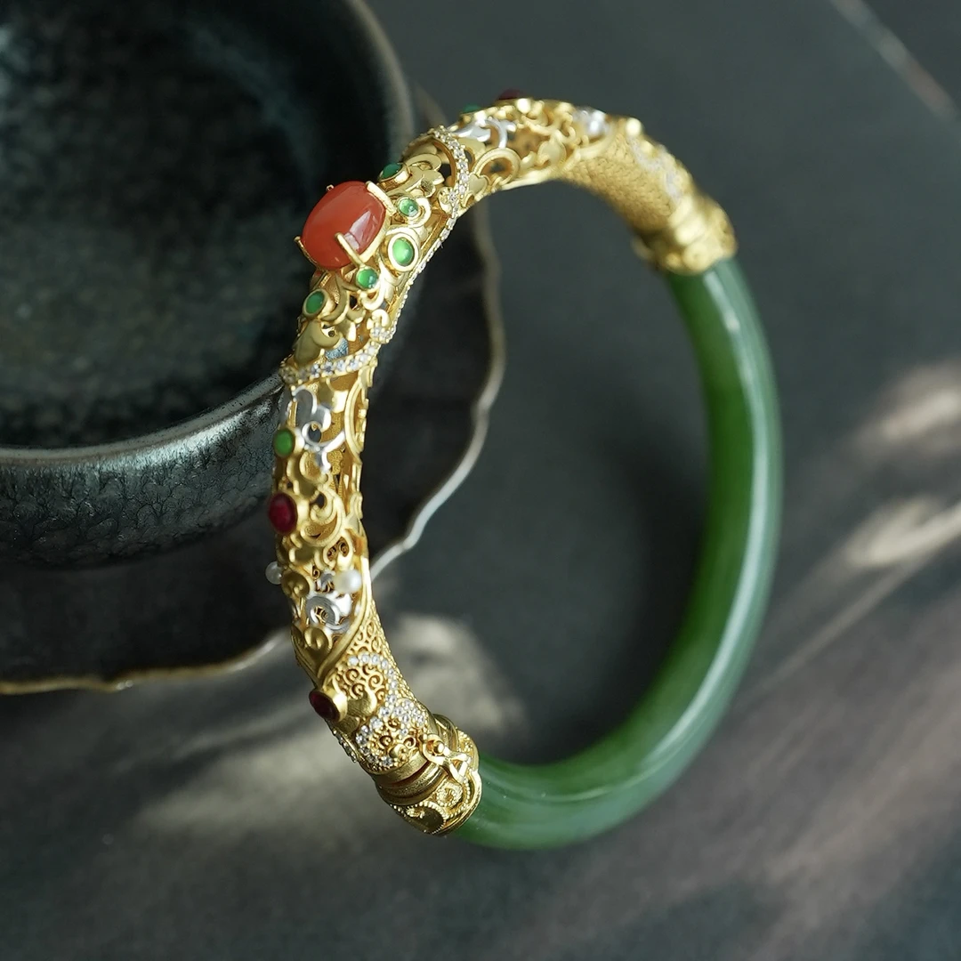 淑怡·银镶和田玉手镯MTS