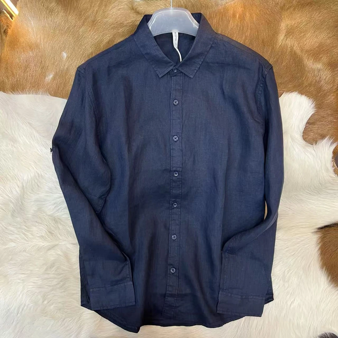 细节拉满 100%亚麻 软垂男士休闲长袖衬衫