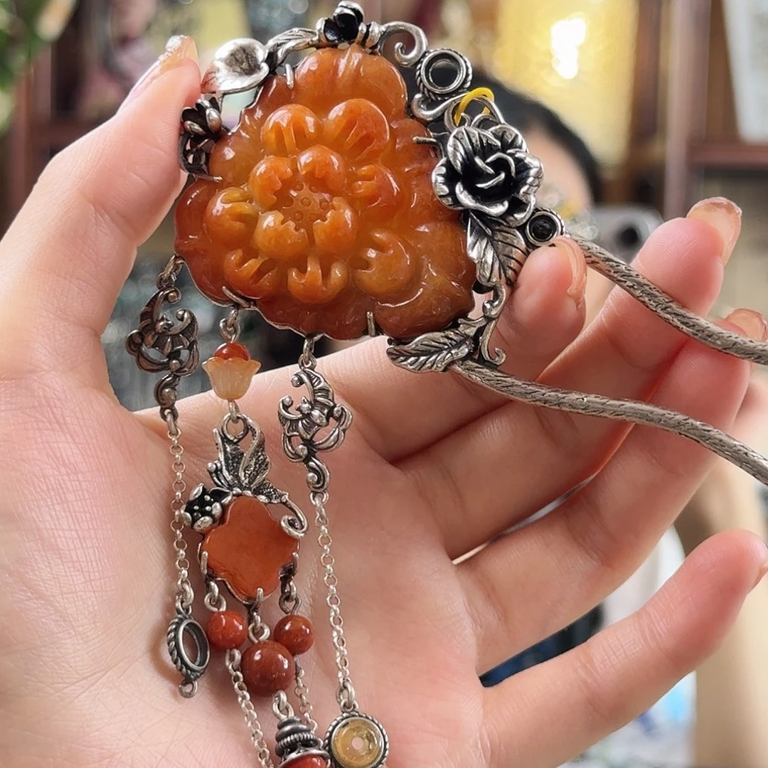 翡翠银S925镶嵌发饰