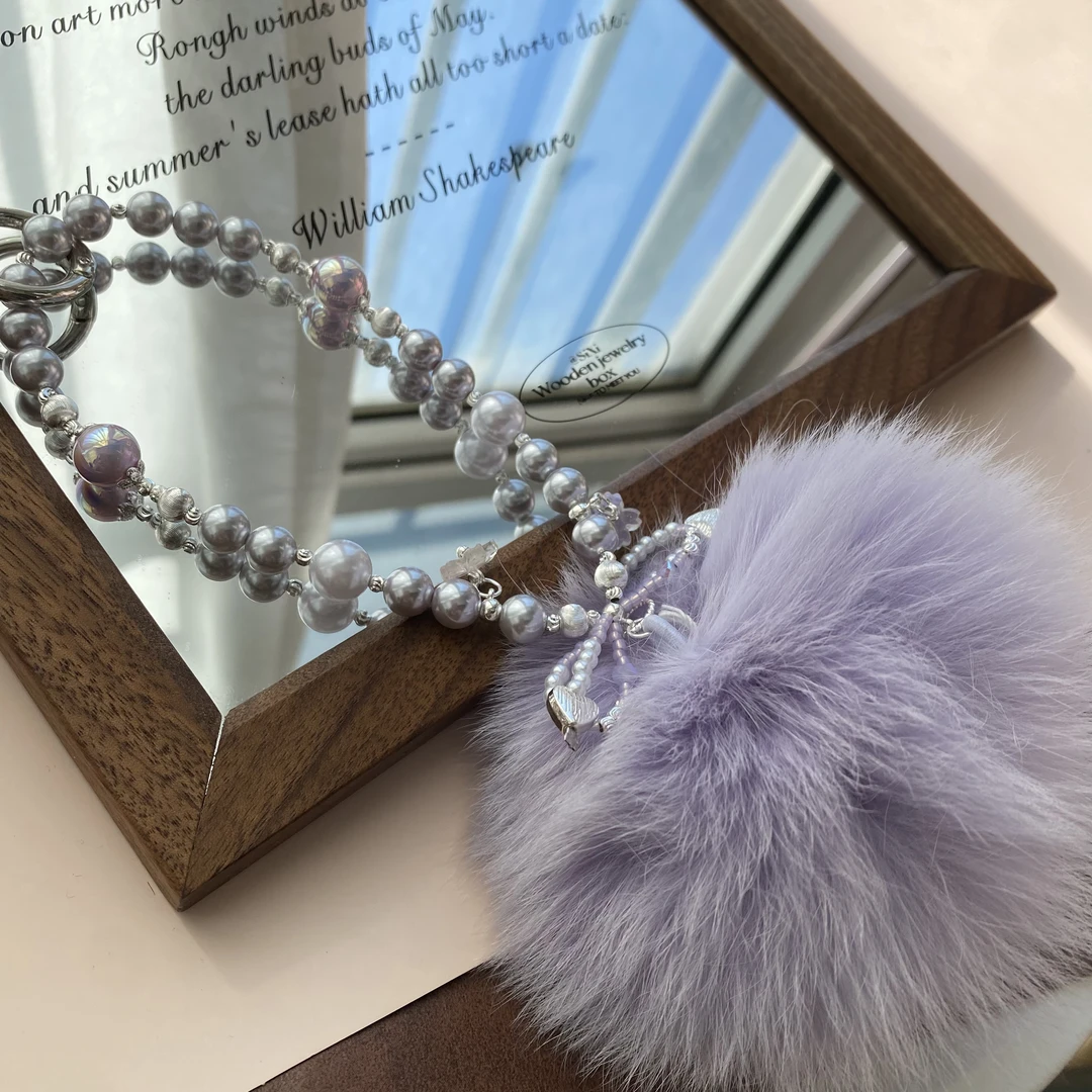 2772紫毛球小众原创手机链