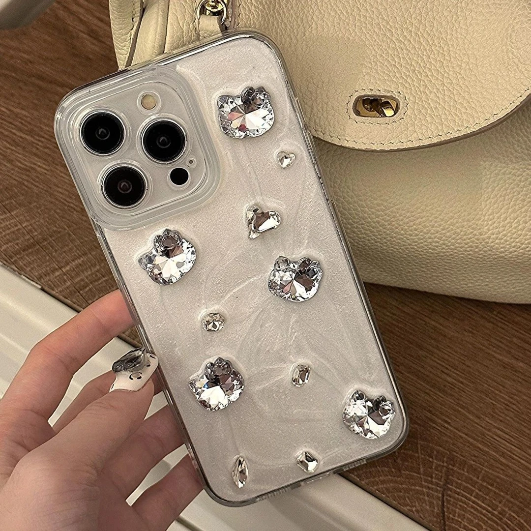 爆款可爱水钻kt适用于苹果16手机壳15小众14潮款13promax/12/11