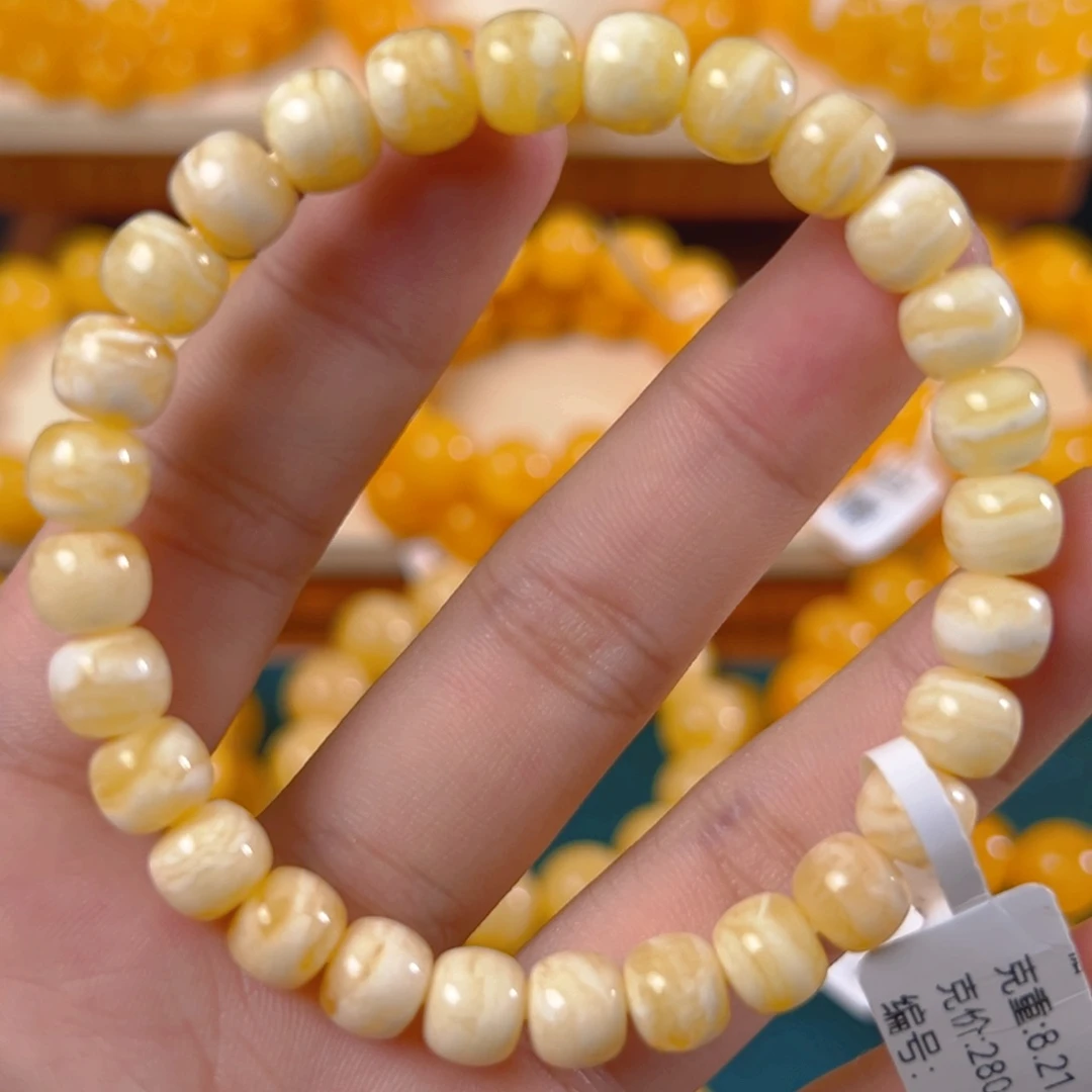 手链琥珀未镶嵌8.21g虎皮纹8mm zuo