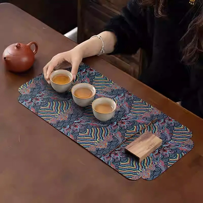 双面加厚防水新中式茶席桌旗禅意布艺茶桌垫