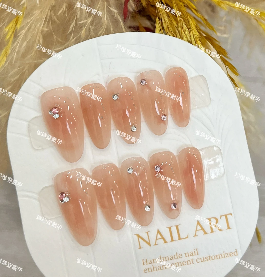 【蜜柚千层】珍珍手工穿戴甲日常简约晕染星星条纹可拆卸美甲贴片