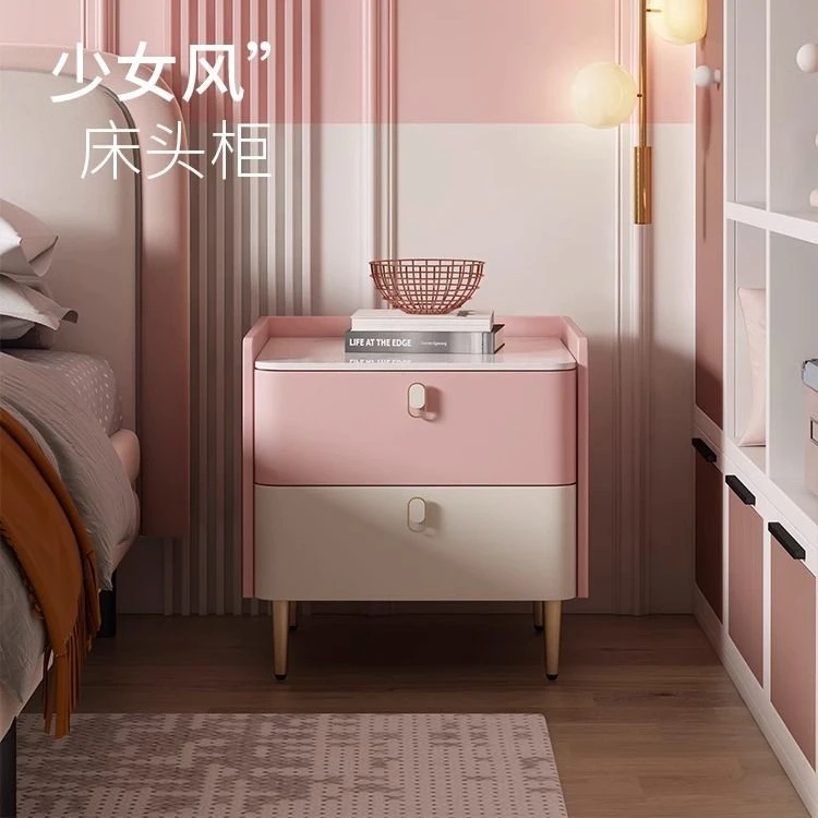 简约现代卧室岩板床头柜轻奢收纳安装床边柜出租屋家用
