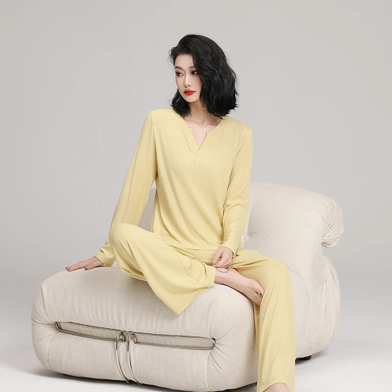 碧绒显瘦修身超火2025新款睡衣女春夏季长袖休闲薄款可外穿家居服